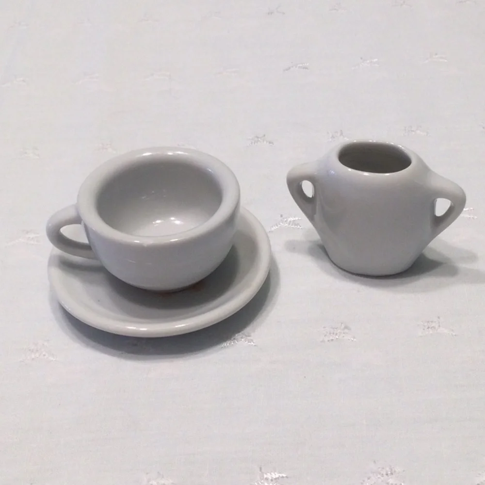 Mini Teddy Bear Saucer and Cup and White Mini Vase​